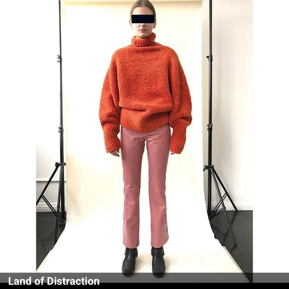Land of Distraction Willie Oversized Sweater in Orange Cowl Turtleneck Large - Picture 8 of 11